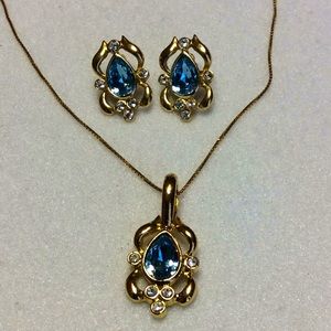 FINAL SALE PRICE Marvello Blue & Gold Set w/a 14K 16” Chain